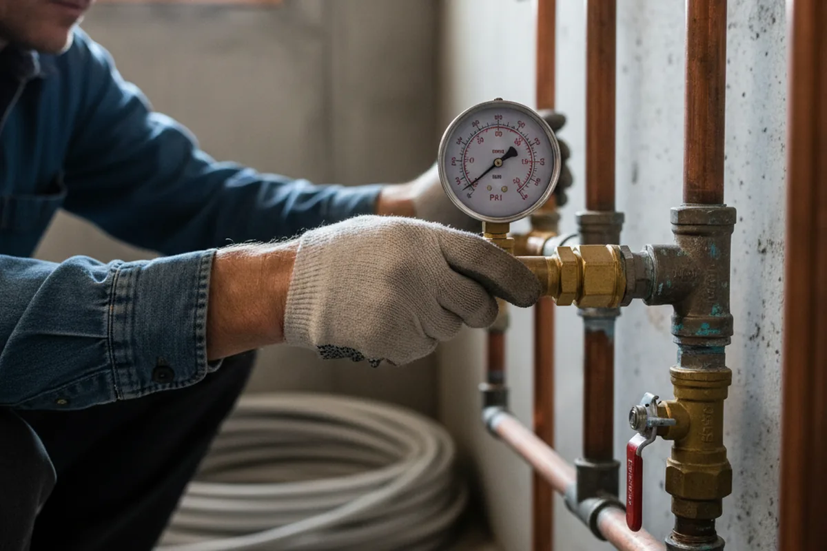 Pressure testing a repaired line during Water Line Repair in Lipan
